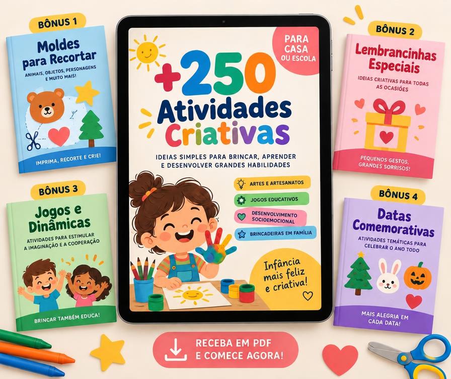 Tablet com o material e os 4 cadernos de bônus